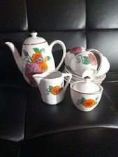 Vintage 70s Kahla Floral Minature Size Coffee Set. East German Ceramic. Rare.