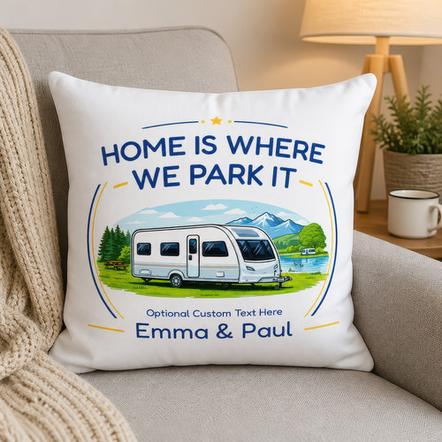 Personalised caravan cushion - caravan,