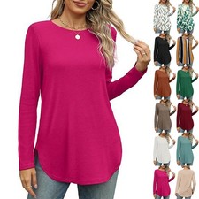 Women's Tops Pullover Casual Loose Tunic Shirts Tee Long Sleeve Blouse SIZE 8-20