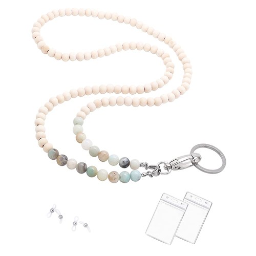 Wooden natural stone beaded - wooden,