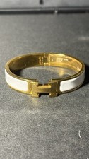 Hermès Clic H enamel bracelet (White with gold-tone hardware)(authentic)(pm size