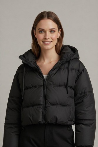 Zara black cropped hooded - cropped,