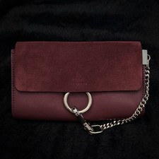✅ Chloé Faye Clutch Bag Bordeaux - Like New 17.5x11x3.5cm - NP ~€700