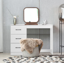 3 Drawer Dressing Table Largre White Makeup Desk Wooden Bedroom Furniture New