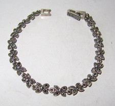 Designer 925 Sterling Silver Marcasite Crystals Bracelet,~ SIGNED~