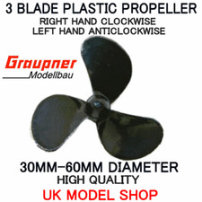 Model Boat 3 Blade Plastic Propeller M4 Right Hand, Left Hand 30mm-60mm Graupner