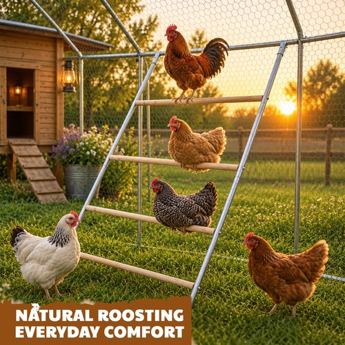 Chicken roosting wooden perch - roosting,
