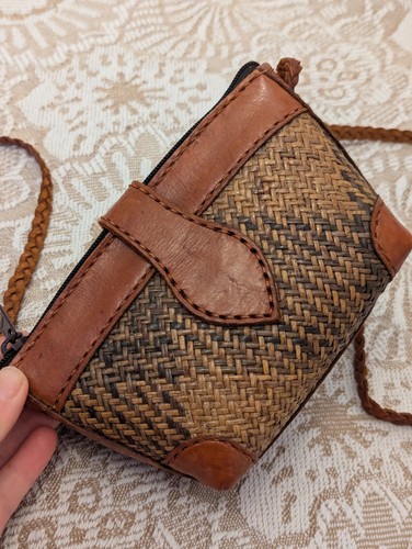 Leather rattan mini bag womens - leather,
