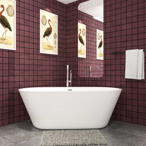 White acrylic bathtub - white,