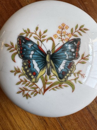 Butterfly china round trinket - china,