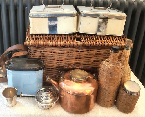 Vintage picnic basket with - basket,