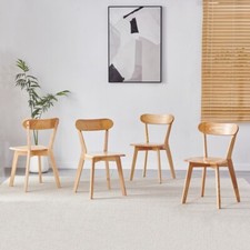 4pcs Solid Wood Dining Chairs Practical Kitchen Chair Curved Backrest Diningroom