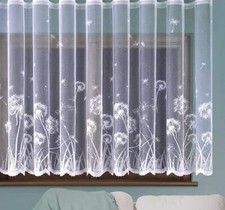 White Net Curtain Dandelion Ready to Hang HEMMED Edges Sold by Metre MANY SIZES