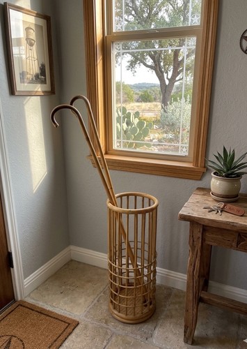 Vintage boho rattan umbrella - boho,