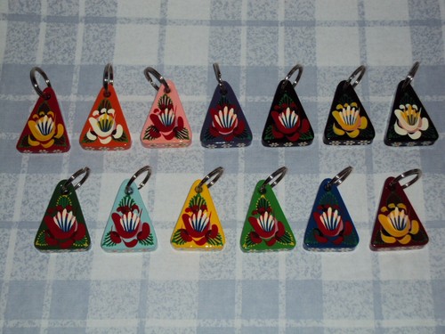 Triangular wooden key ring - key,