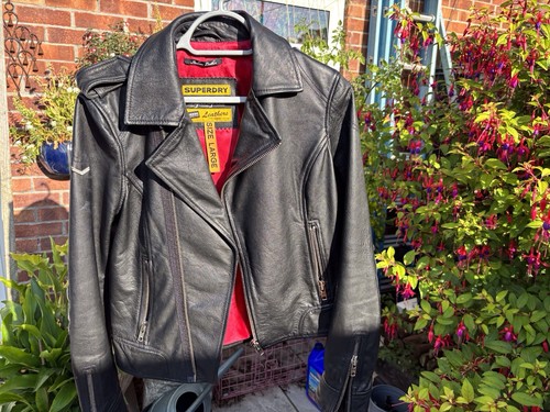 Superdry black leather ladies - superdry,