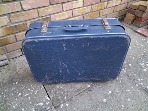 Vintage blue suitcase - vintage,