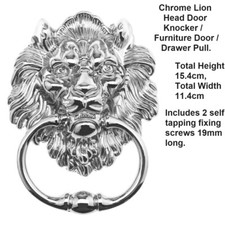 Door / Furniture Lion Head Knocker Polished Chrome Door Handle Knocker