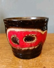 Vtg West German Scheurich Keramik Sunflower Plant Pot Planter Fat Lava Retro