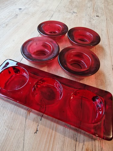 Candle holders red glass - holders.,