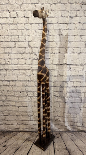 120cm burnt wooden giraffe - 120cm,