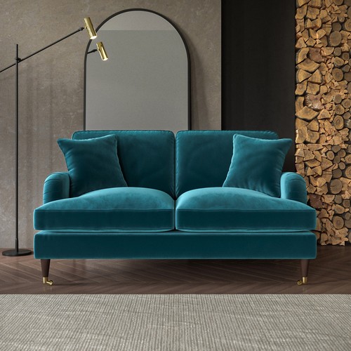 Blue velvet sofa seater foam - 2,