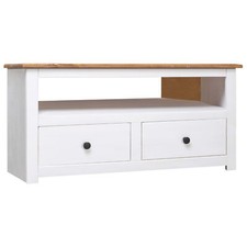  Solid Pine Wood Corner TV Cabinet with 2 Drawers and Open Compartment U6I4