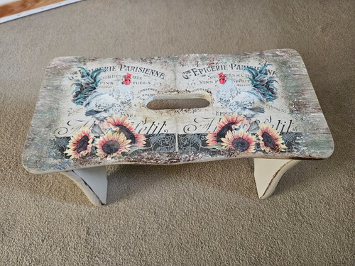 Upcycled wooden footstool - wooden,