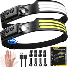 Head Torch Rechargeable2 Pack 3000 Lumens 230° Wide Beam Super Bright Headtor...