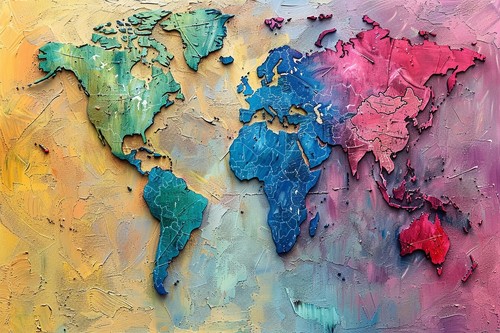 World map canvas picture - world,