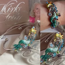 Kirks Folly BNIB Dreamy Mermaid Silvertone Bangle Signed NEW *Damaged Box*