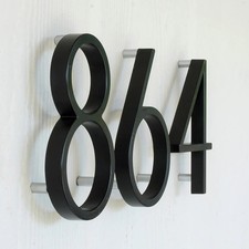 Modern Floating House Numbers, Black Gold Metal 3D Door Number Address Sign