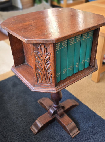 Antique oak octagonal book - octagonal,