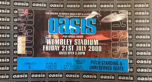 Oasis wembley ticket 2000 - oasis,