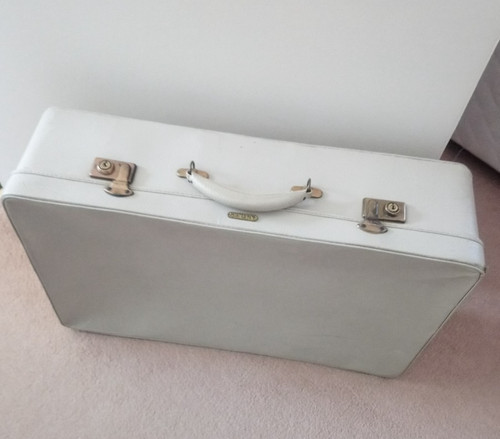 Vintage lined antler - suitcase,