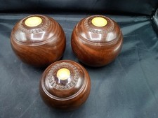 Lignum Vitae Brown Crown Green Bowls x 2 With Jack and Bowls Bag 2 1/4 Bias