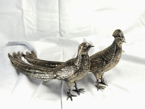 Vintage silver plate pheasant - silver,