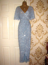 QUIZ SEQUIN EMBELLISHED BLUE SIZE 14 EVENING PARTY PROM MAXI DRESS BALL GOWN