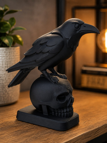 Gothic raven skull ornament - gothic,
