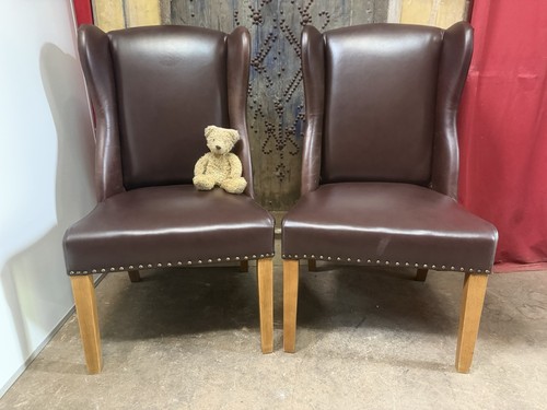 Pair brown real leather - pair, of