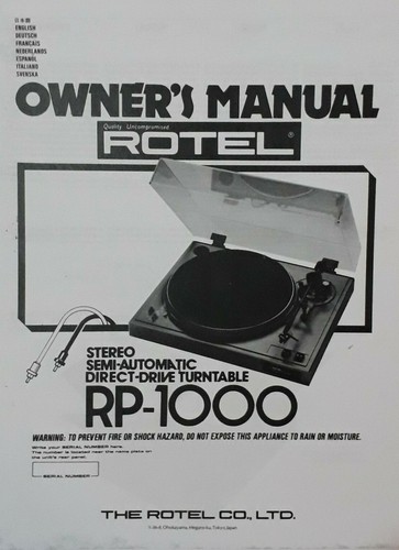 Rotel 1000 stereo - rp-1000, semi