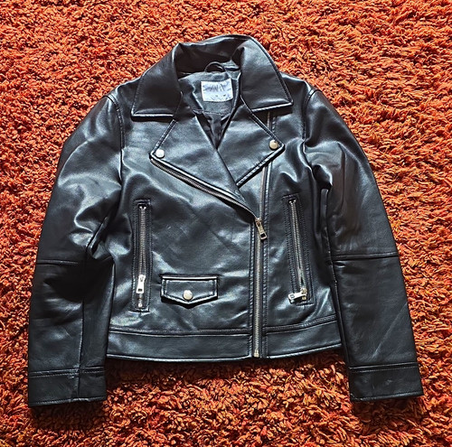 Zara girls black faux - girls, leather