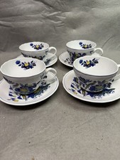 SPODE BLUE BIRD BEAUTIFUL BREAKFAST CUP & SAUCER LOT OF 4