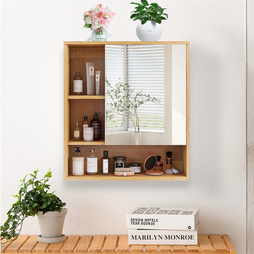 Bamboo bathroom cabinet - bathroom, single