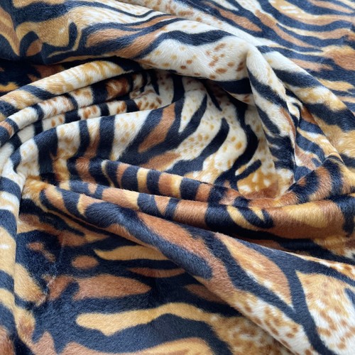 Tiger print fabric velboa faux - tiger,