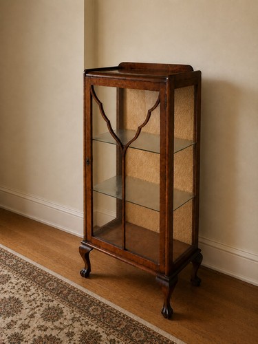 Vintage wood display cabinet - wood,