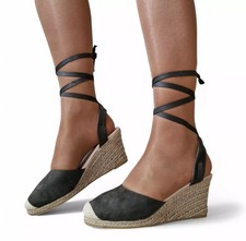 Women's Espadrille Wedge Sandals Lace-Up Ankle Tie Up Closed Toe Shoes Sizes 3-8
