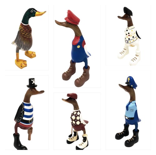 Wooden painted duck statue - wooden,