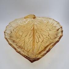 🟠 Amber Pressed Glass Leaf