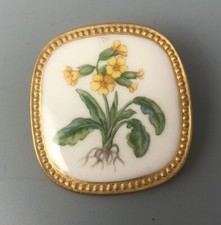 Vintage Sterling Silver Flora Danica Porcelain Brooch c1970s ALZX